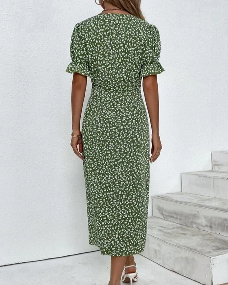 Women's floral dress - side buttons wrap fit casual daily wear