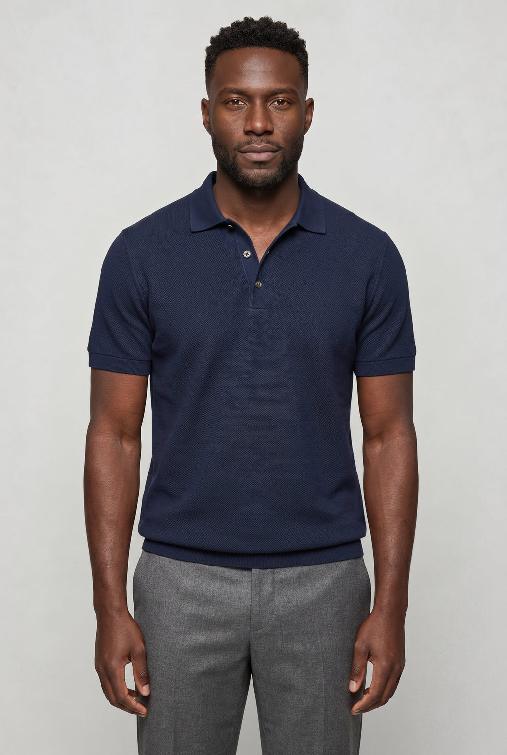 Men's linen blend polo — pique short sleeve slim — casual weekend