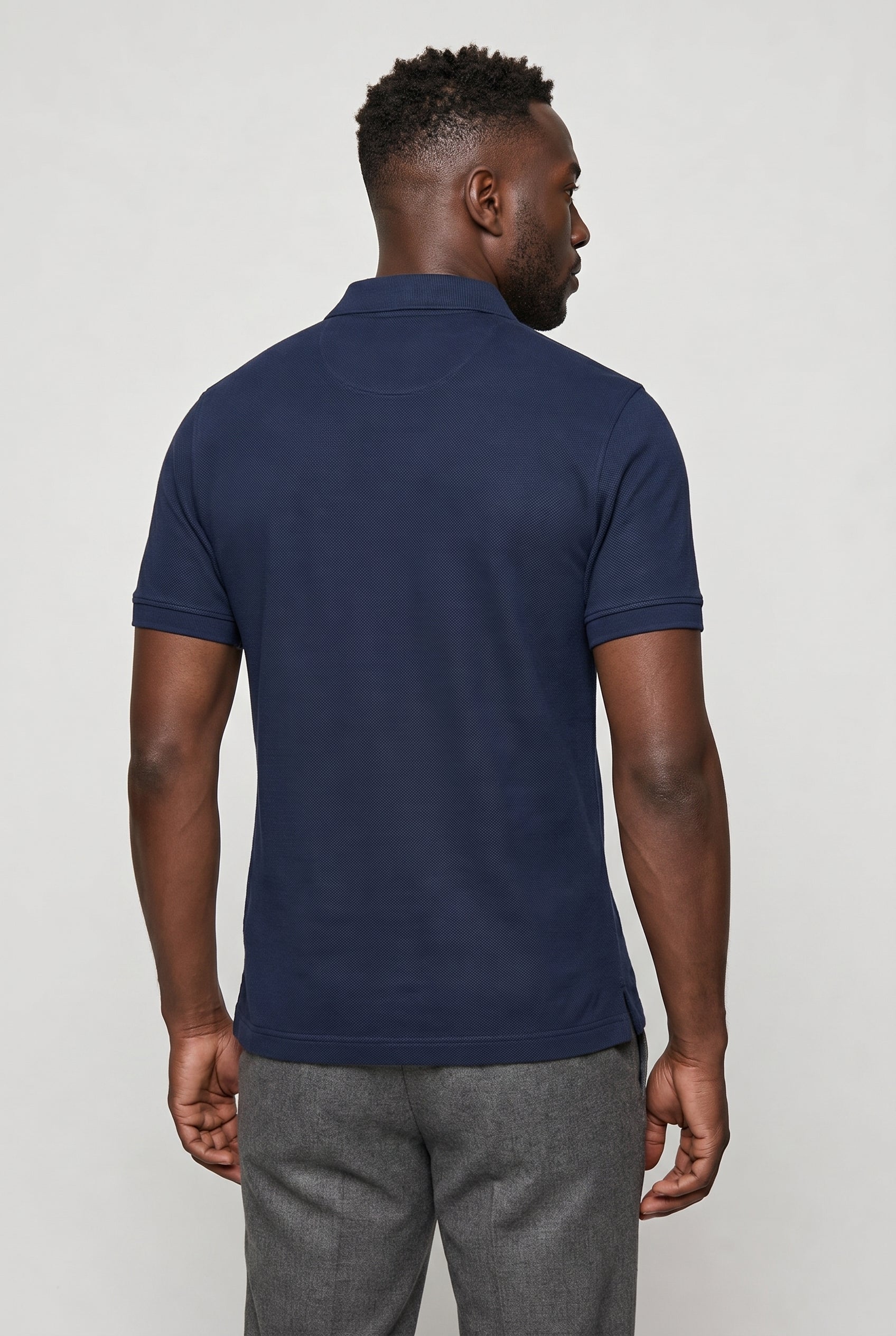 Men's linen blend polo — pique short sleeve slim — casual weekend