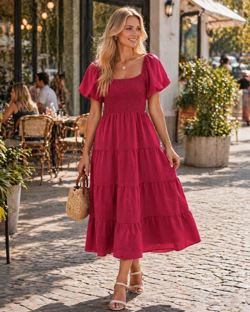 Women's maxi dress — wrap style with wide sleeves for beach and vacation