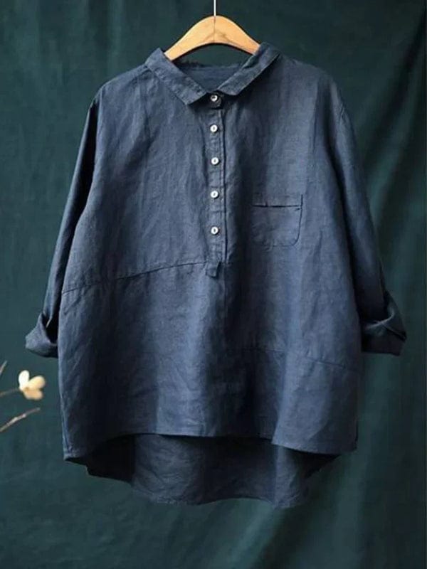 Women’s button up blouse — asymmetrical hem shirt | casual wear