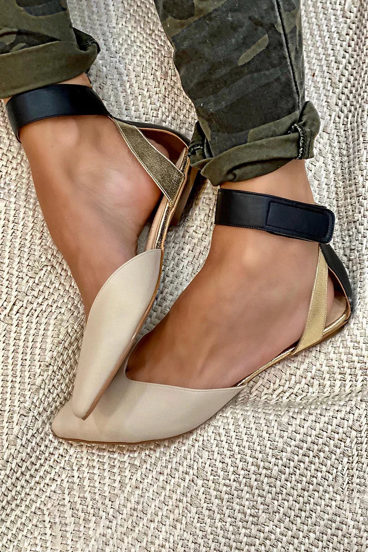 Women’s pointed-toe flats — ankle strap footwear for daily office wear