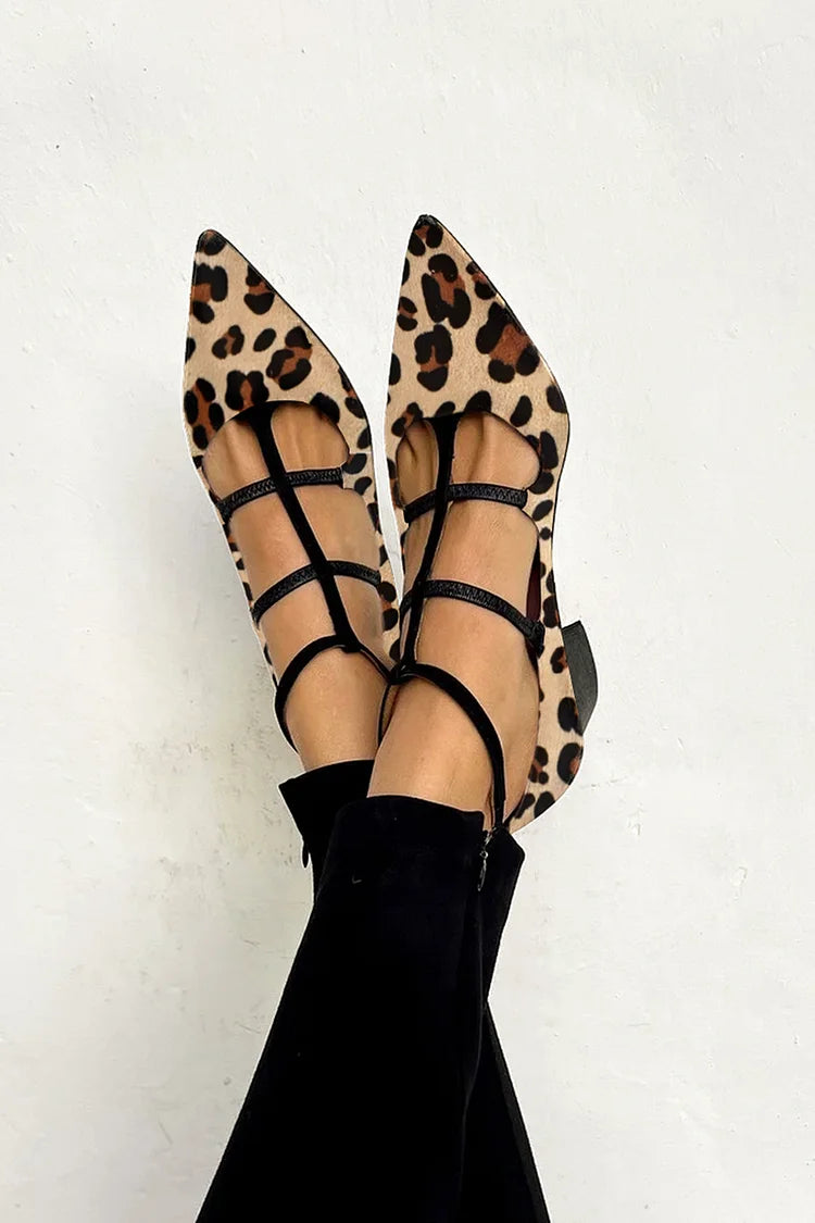 Women’s leopard print flats — pointed toe strappy shoes | casual street style