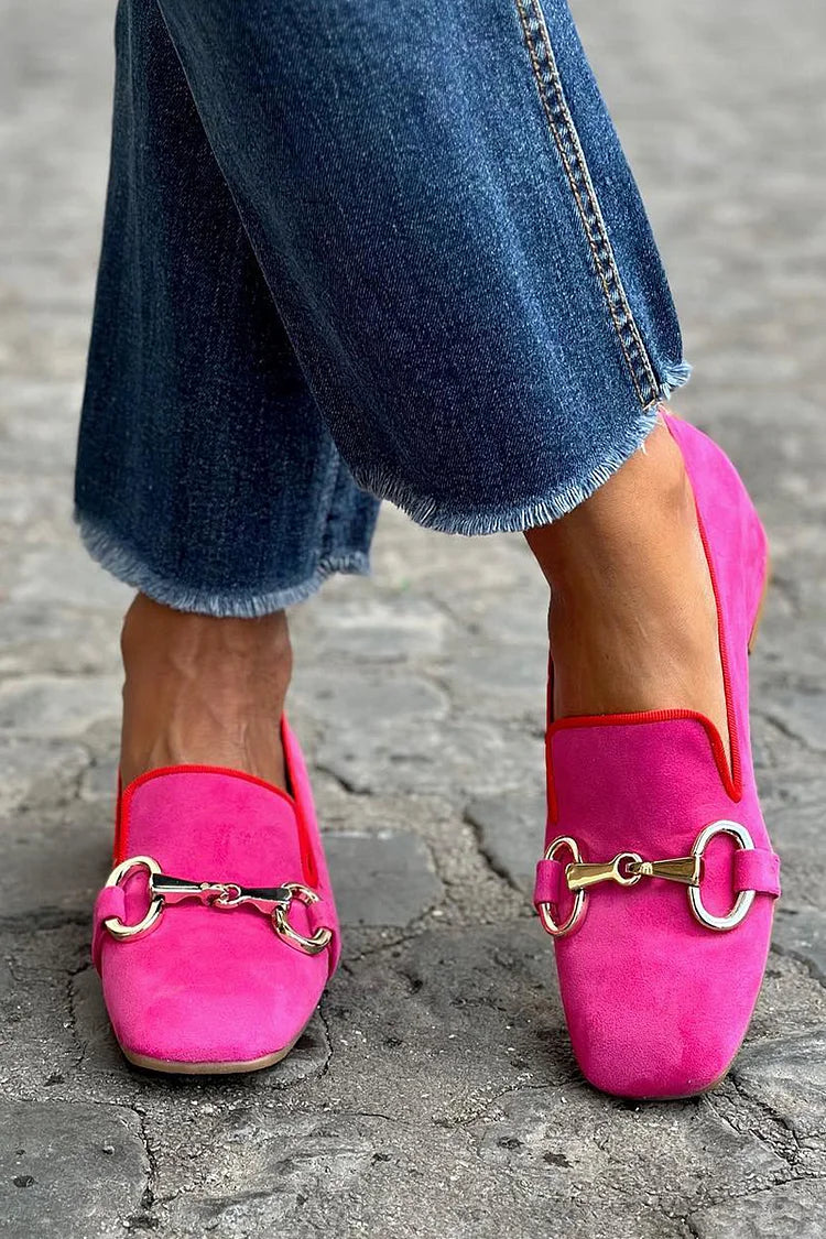 Suede Loafers With Metal Detail