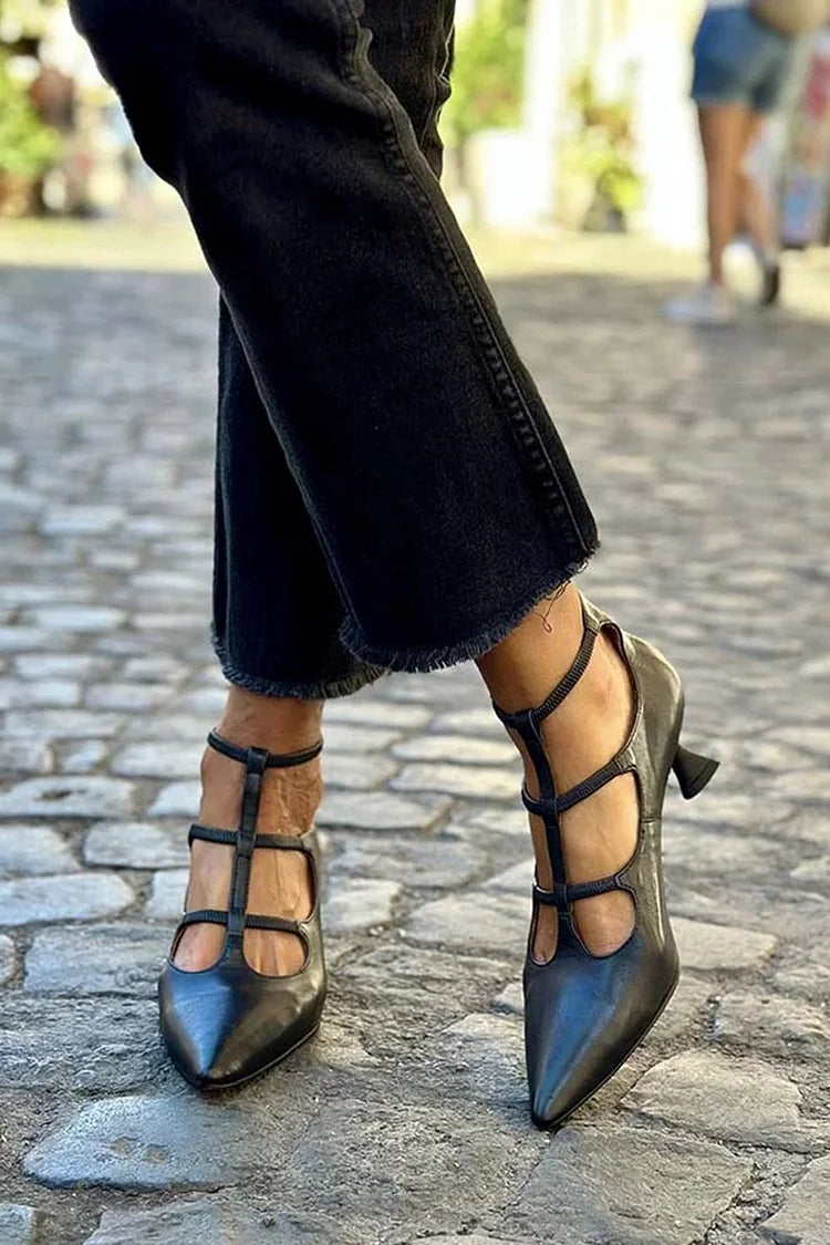 Strap Detail Pointed Toe Pumps