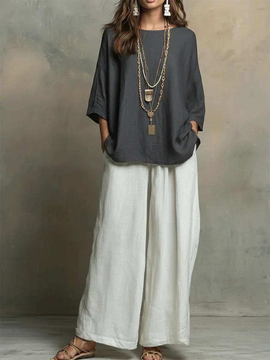 Women's Linen Shirt and Pants Set