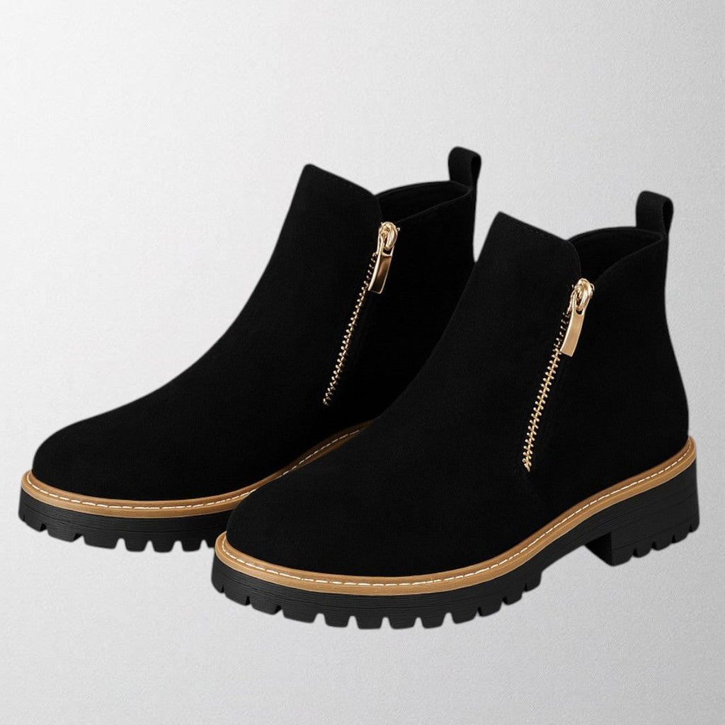 Women's Shoes Round Toe Side Zip Sleek Silhouette Office Casual Evening