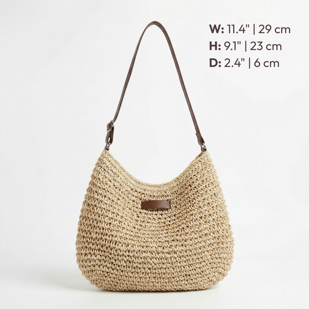 Natural Woven Straw Handbag