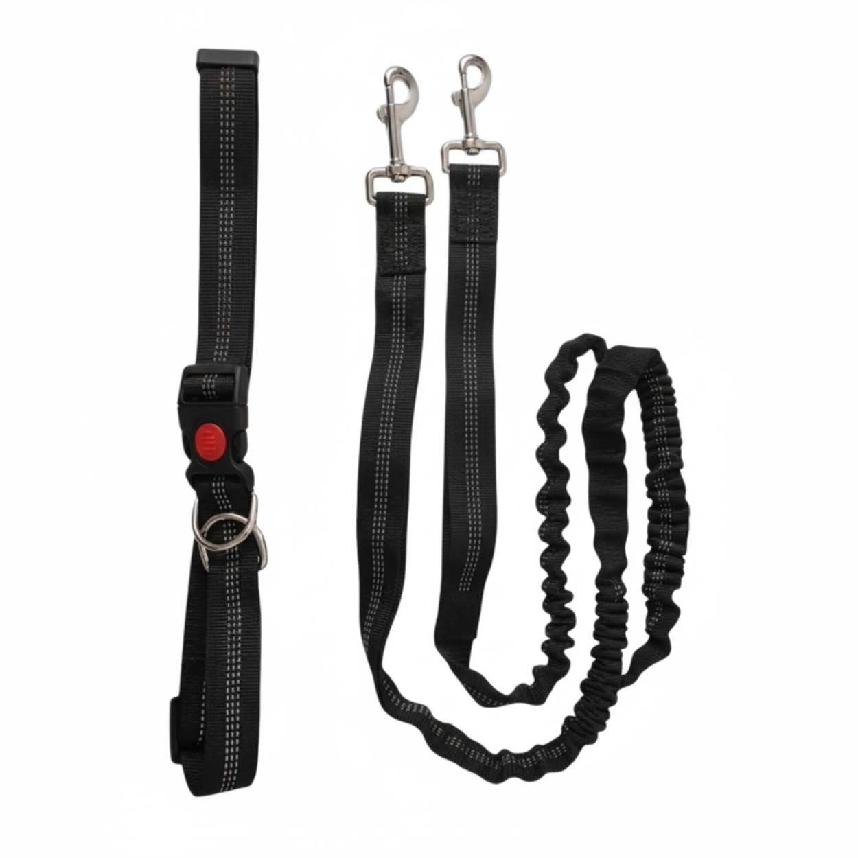 Hands Free Dog Leash Adjustable Waist Belt Reflective Bungee Leash Polyester Blend