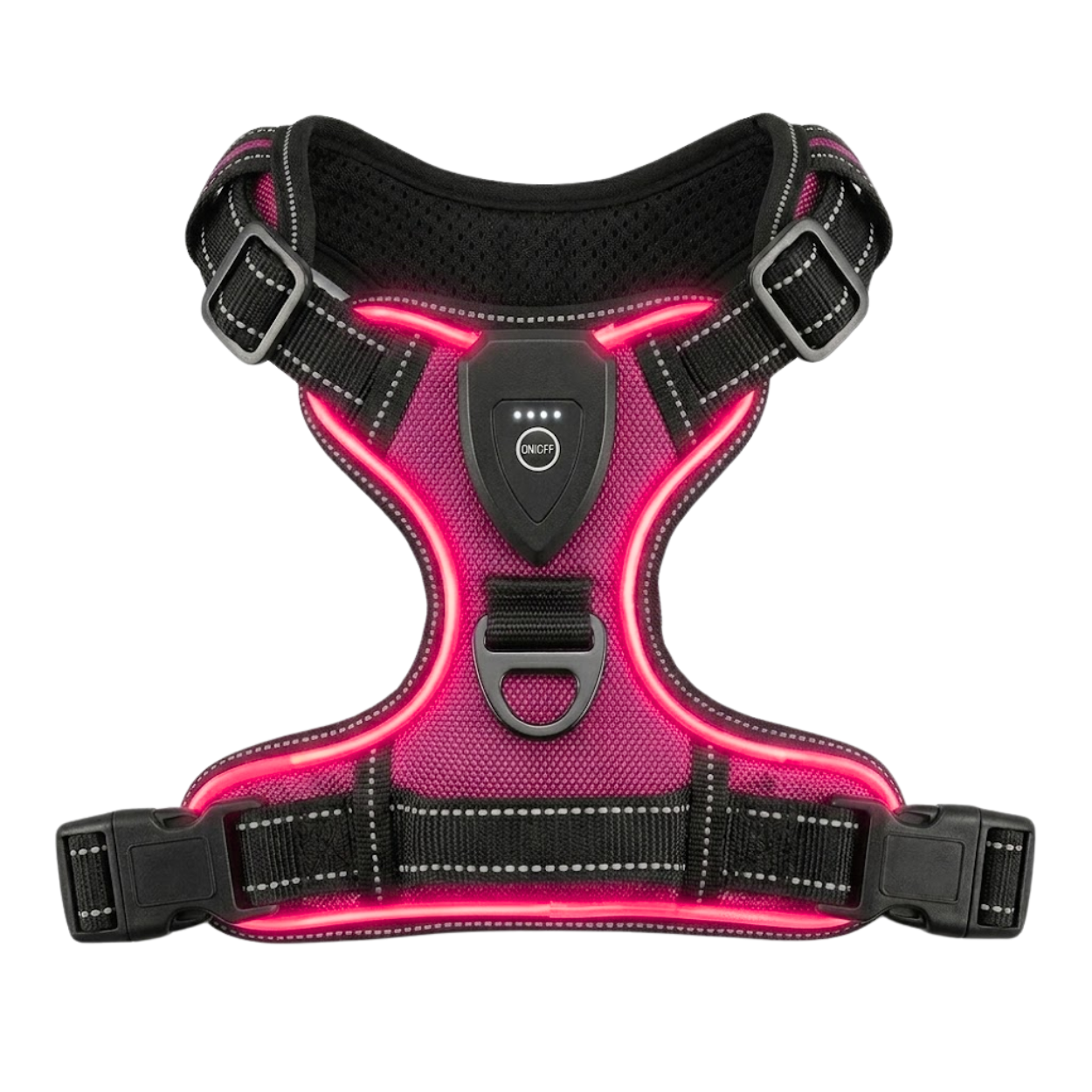LED Luminous Dog Harness USB Rechargeable No Pull Reflective Nylon Pet Vest Harness