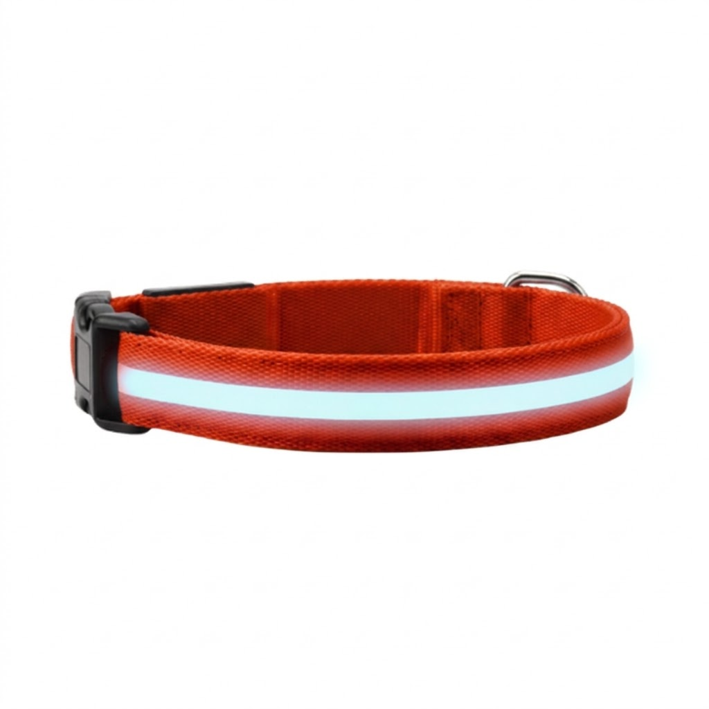 LED Glowing Dog Collar USB Rechargeable Nylon Light Up Pet Safety Harness Adjustable