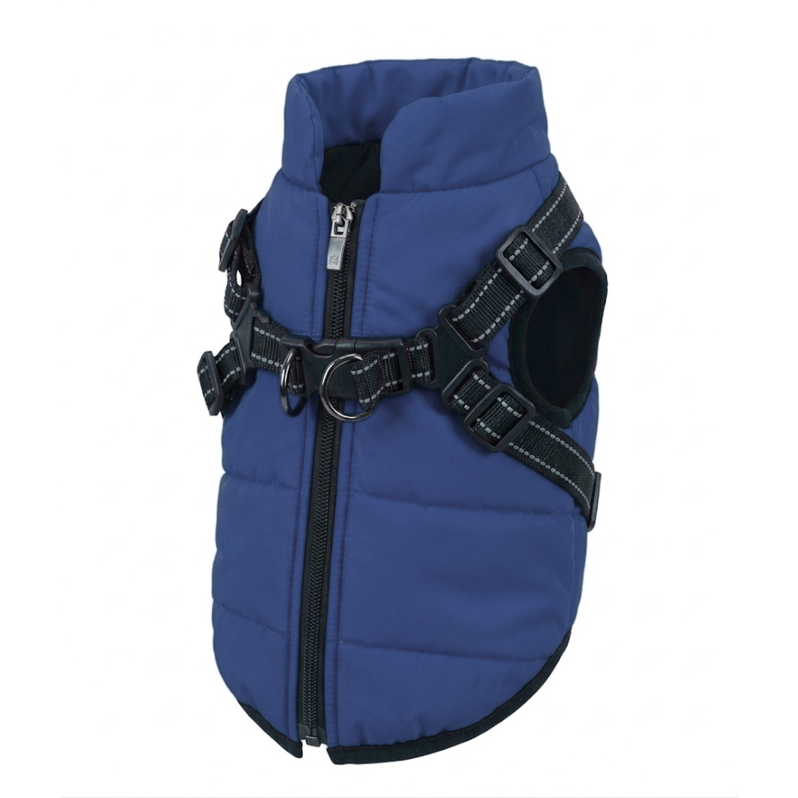 Waterproof Dog Coat with Integrated Harness Reflective Vest Fleece Lined Pet Jacket