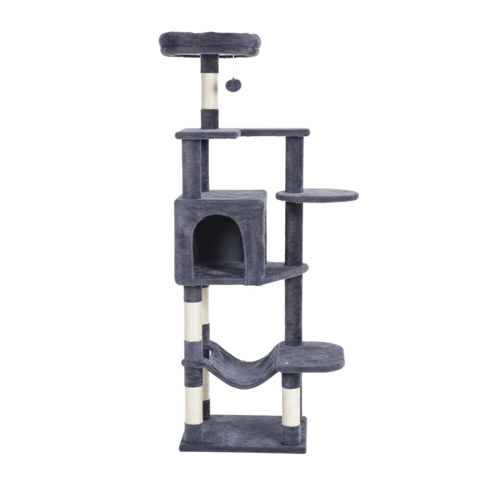 Cat Tree Tower for Indoor Cats with Sisal Scratching Post Condo Hammock and Perch