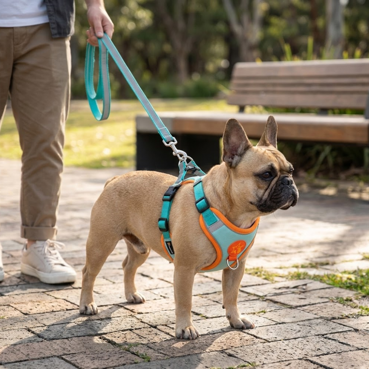 Reflective Nylon Dog Harness and Leash Set with Breathable Soft Mesh Lining