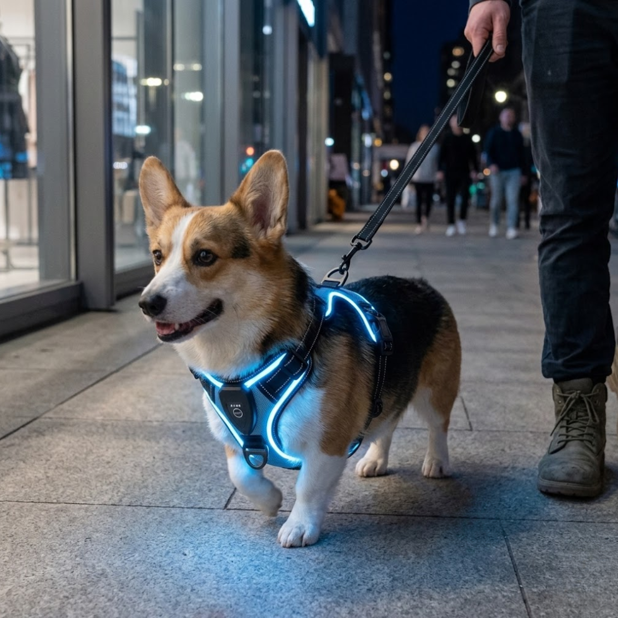 LED Luminous Dog Harness USB Rechargeable No Pull Reflective Nylon Pet Vest Harness