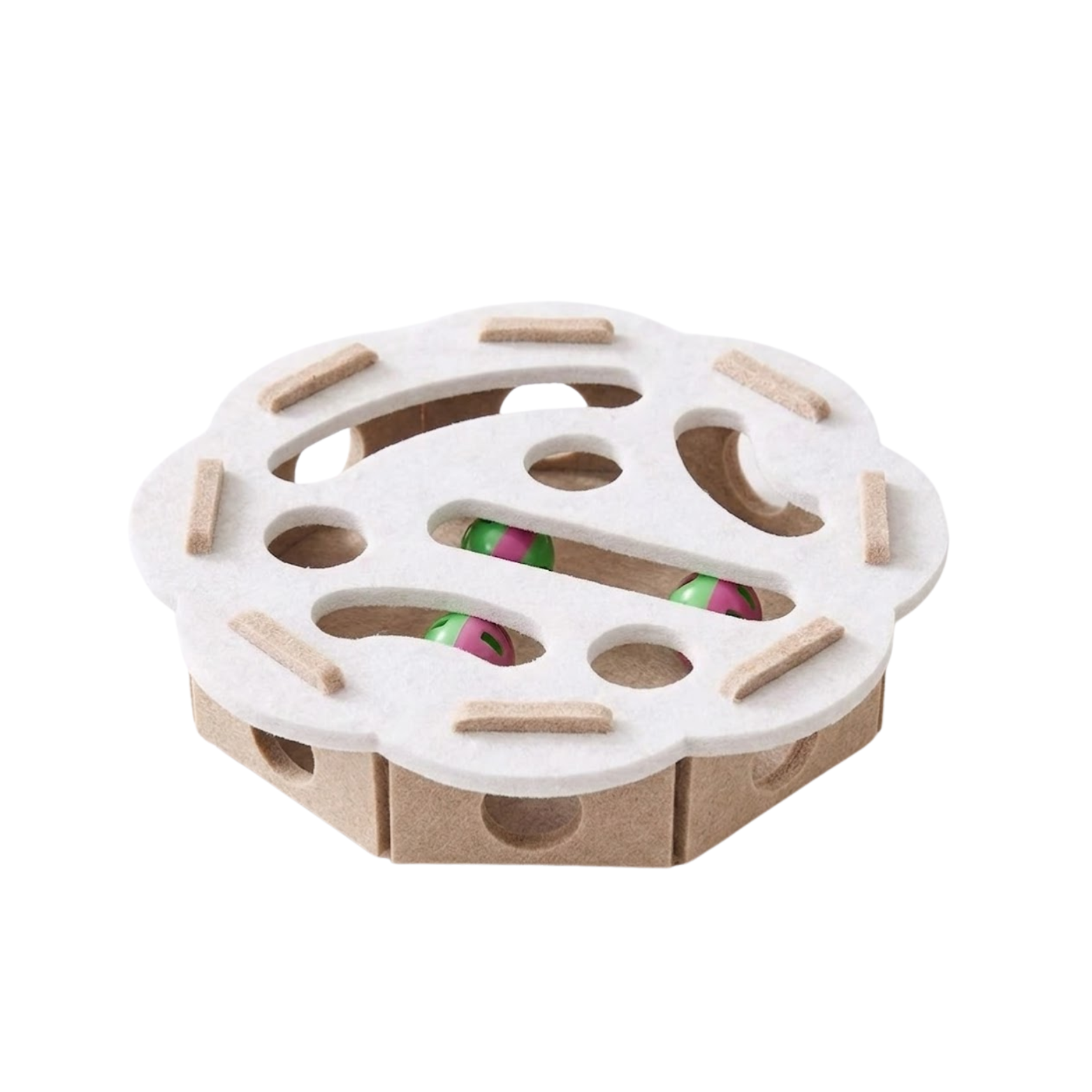 Interactive Cat Puzzle Toy Box with Balls and Suede Felt for Indoor Exercise
