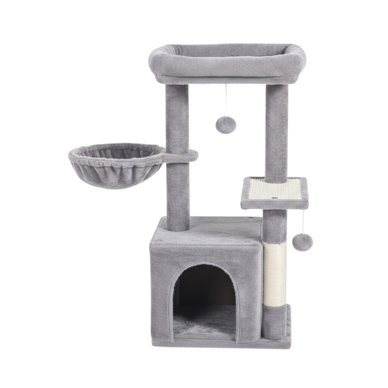 Cat Tree Tower for Indoor Cats with Sisal Scratching Post Condo Hammock and Perch