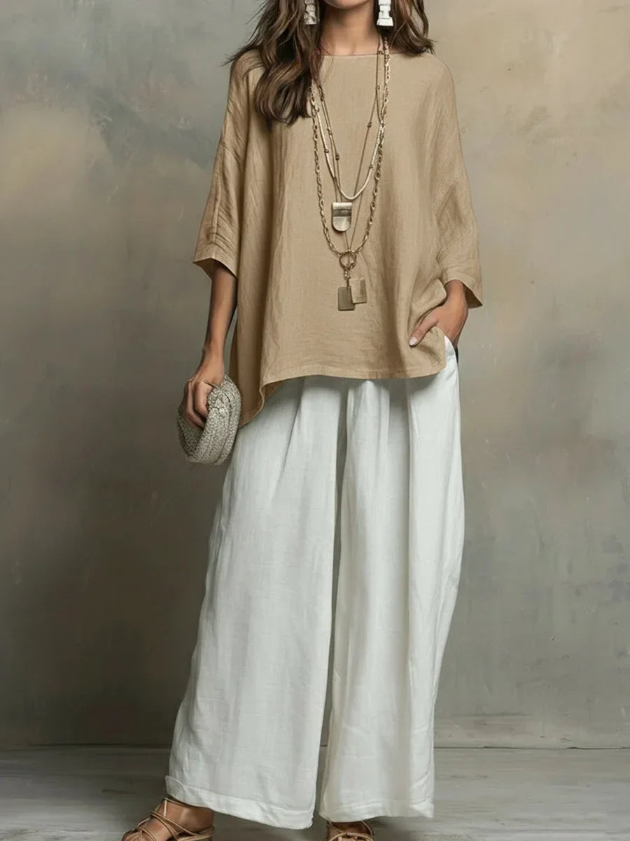 Women's Linen Shirt and Pants Set