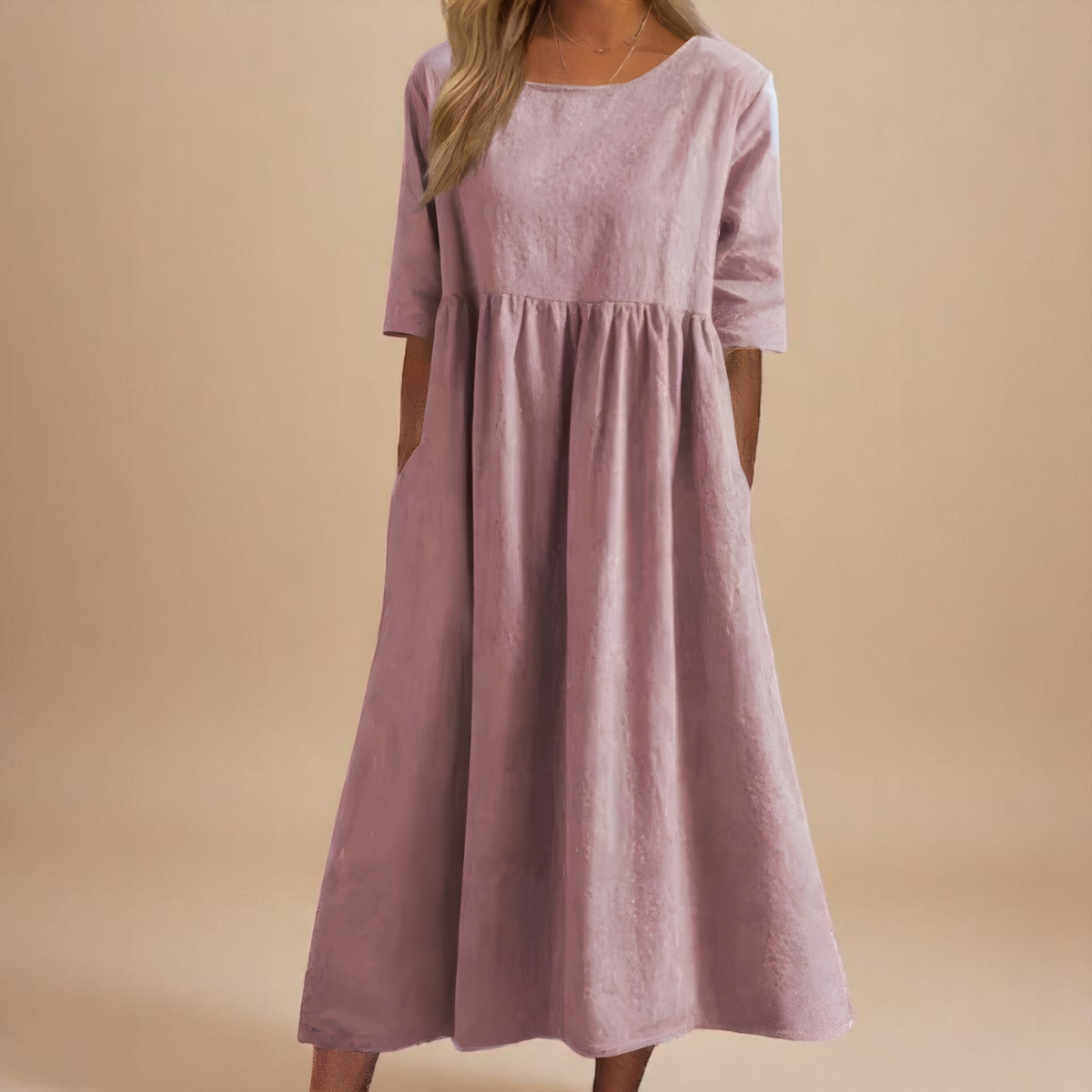 Cotton Blend Midi Day Dress