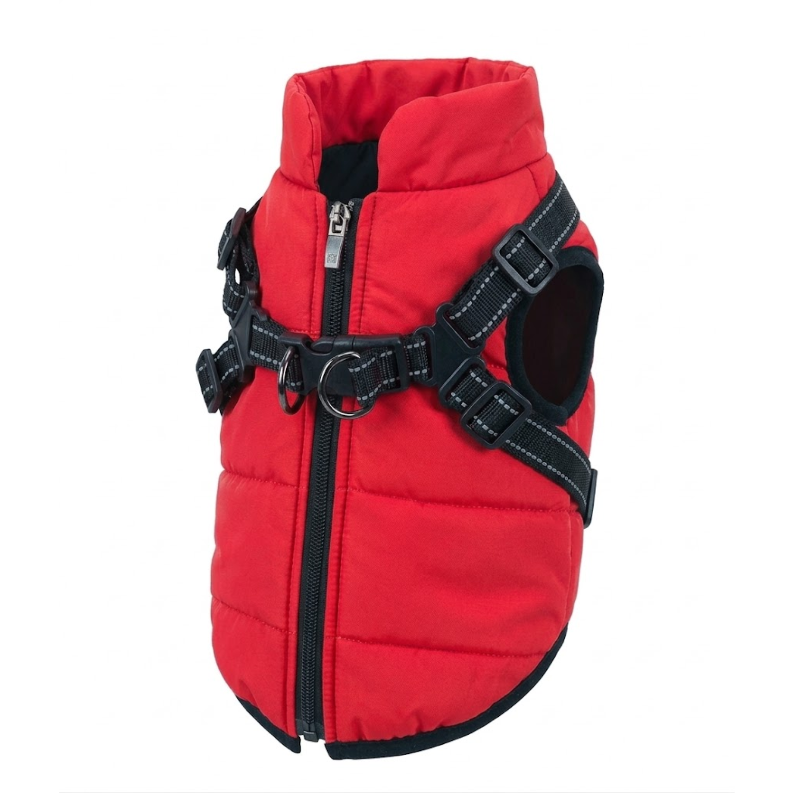 Waterproof Dog Coat with Integrated Harness Reflective Vest Fleece Lined Pet Jacket