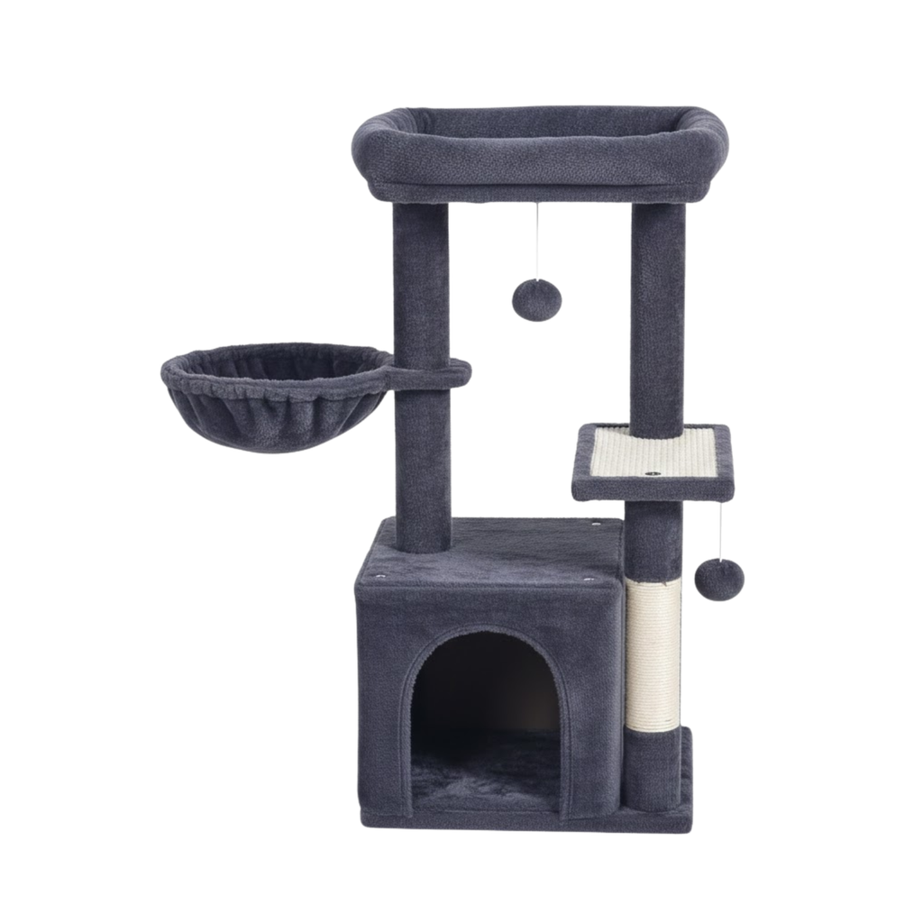 Cat Tree Tower for Indoor Cats with Sisal Scratching Post Condo Hammock and Perch