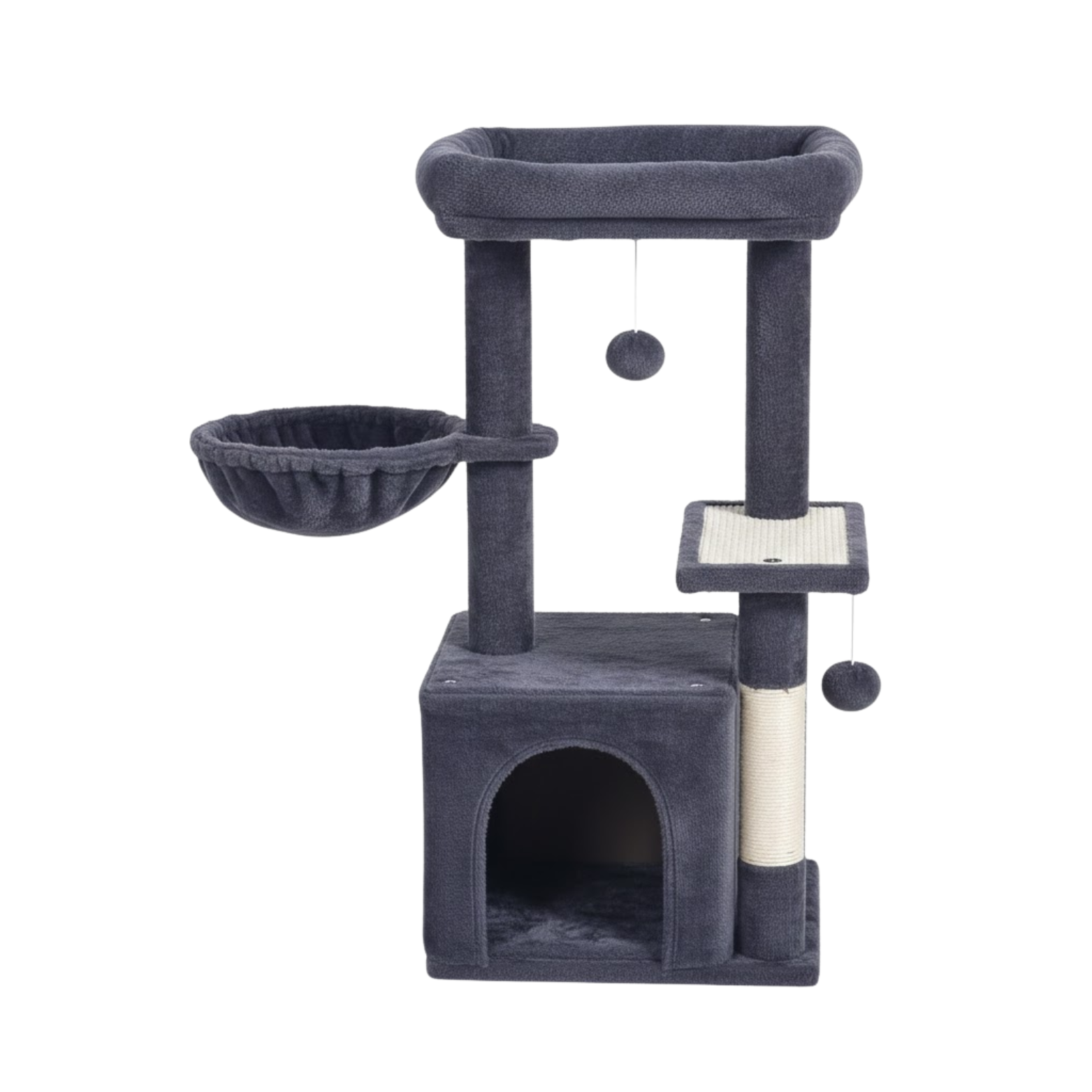Cat Tree Tower for Indoor Cats with Sisal Scratching Post Condo Hammock and Perch