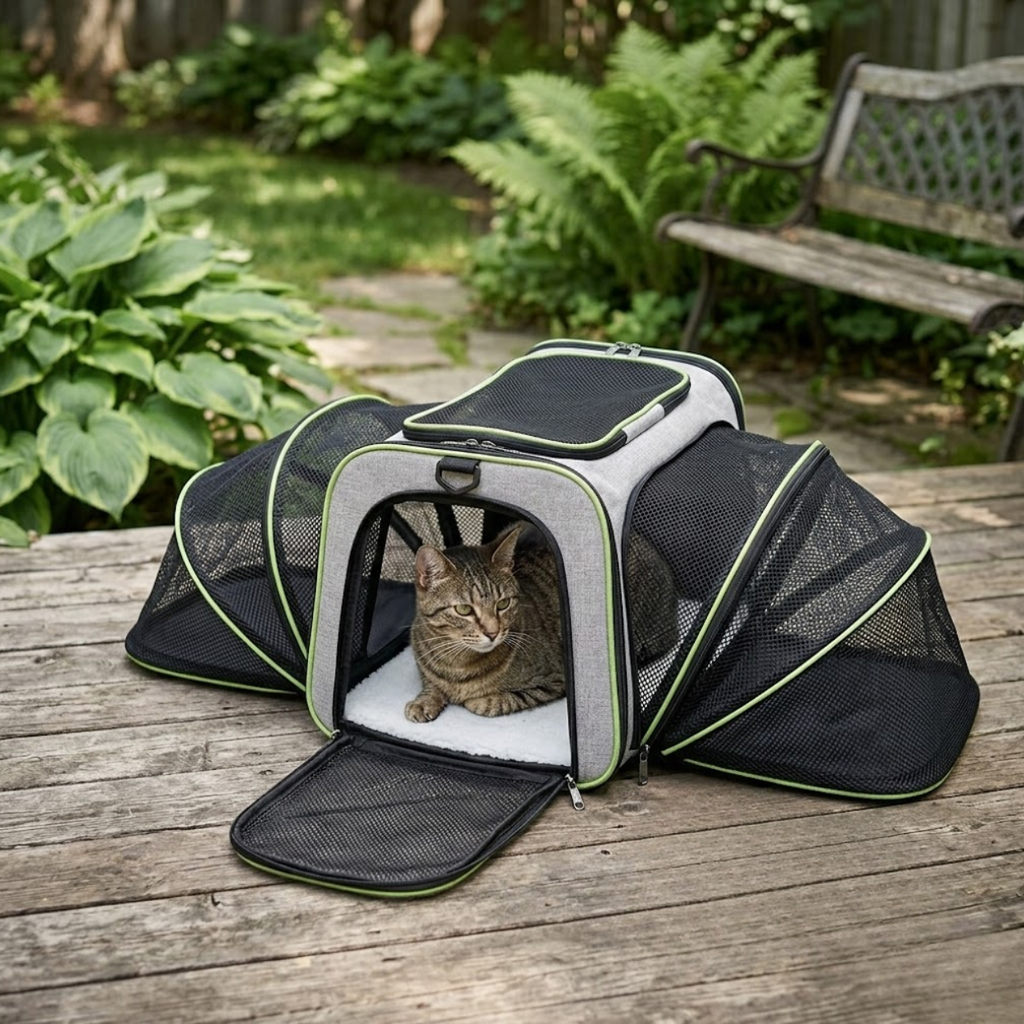 Expandable Soft-Sided Pet Carrier with Breathable Mesh for Small Dogs and Cats