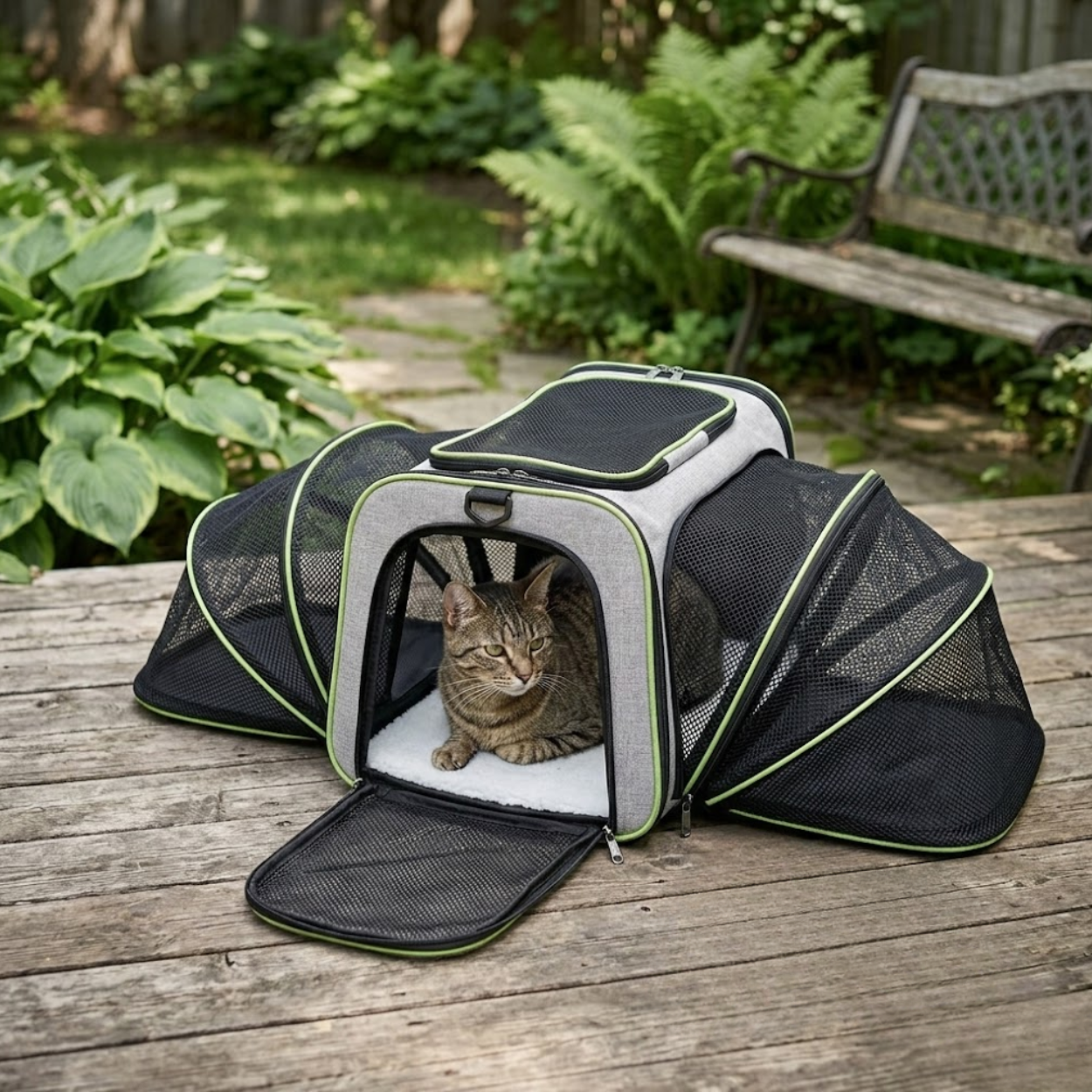 Expandable Soft-Sided Pet Carrier with Breathable Mesh for Small Dogs and Cats