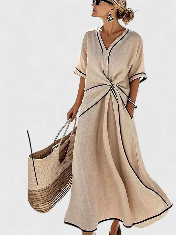Women's maxi dress — twisted front knot | beach vacation wear