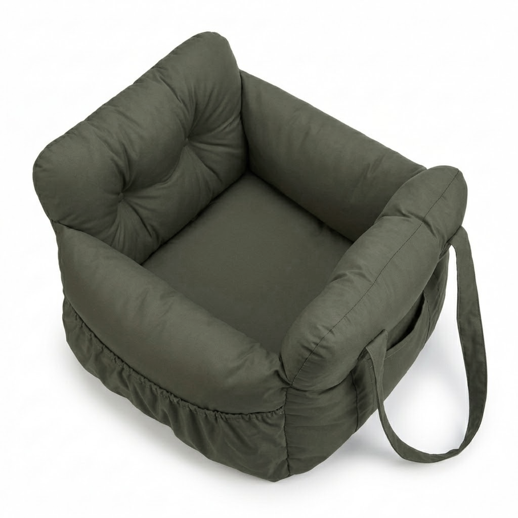 Dog Car Seat Bed with Safety Belt and Secure Straps for Travel
