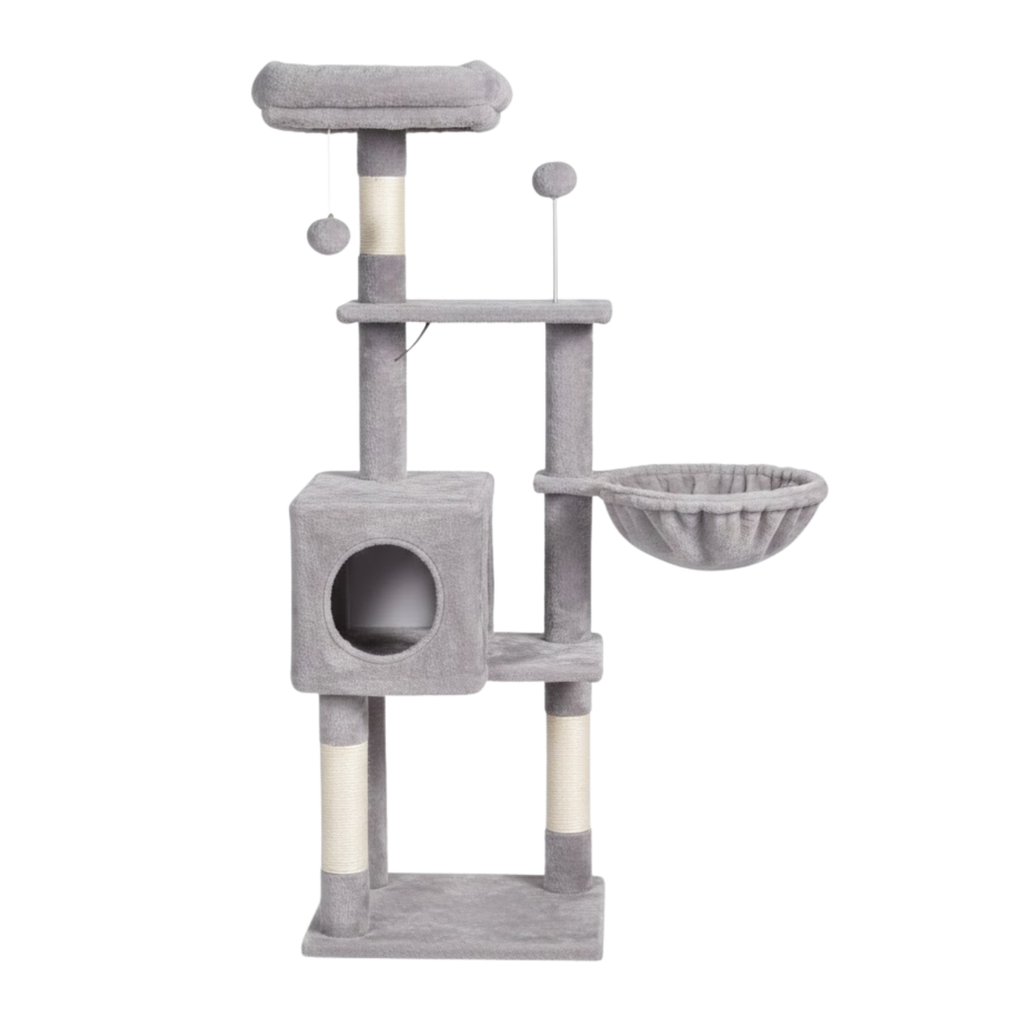Cat Tree Tower for Indoor Cats with Sisal Scratching Post Condo Hammock and Perch