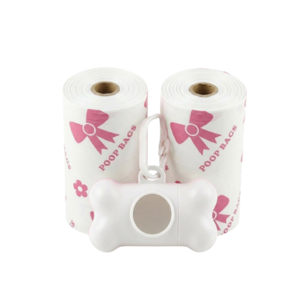 Leak-proof Dog Poop Bags with Bone Dispenser for Pet Waste Cleaning