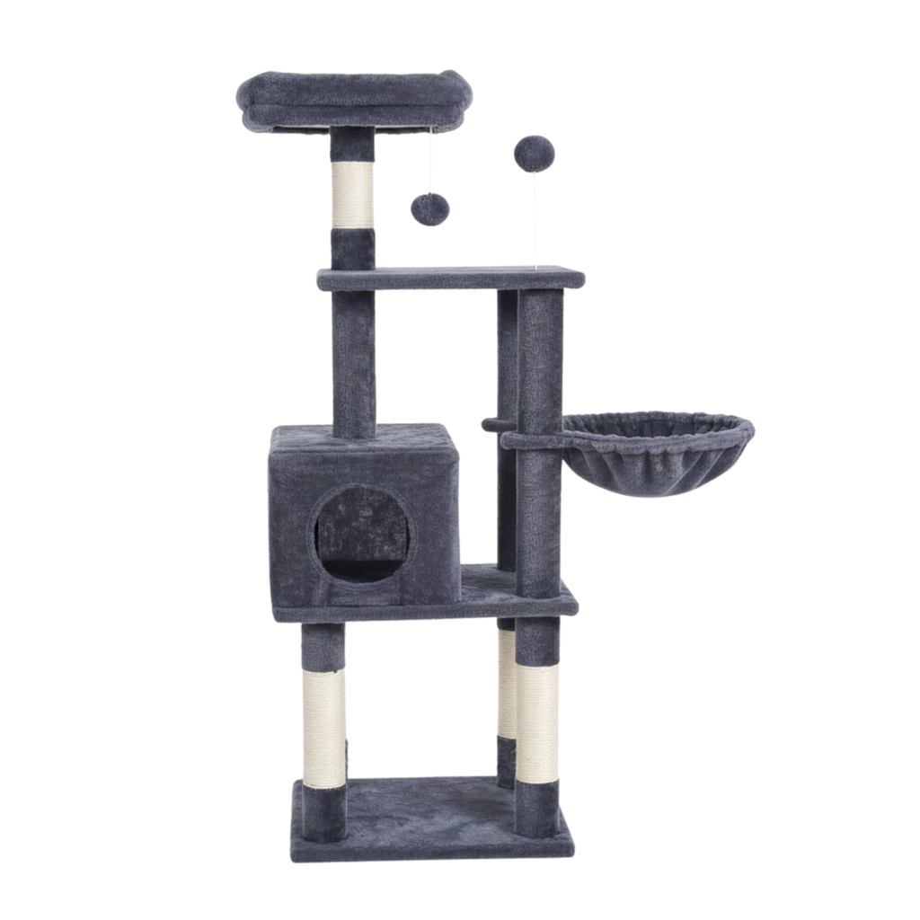 Cat Tree Tower for Indoor Cats with Sisal Scratching Post Condo Hammock and Perch