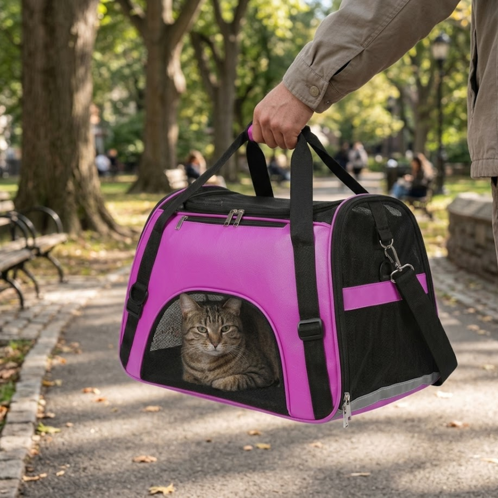 Breathable Mesh Pet Carrier Bag for Cats and Small Dogs with Shoulder Strap