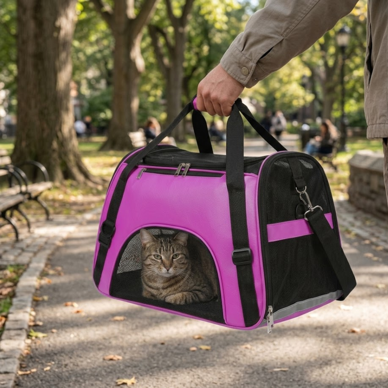 Breathable Mesh Pet Carrier Bag for Cats and Small Dogs with Shoulder Strap