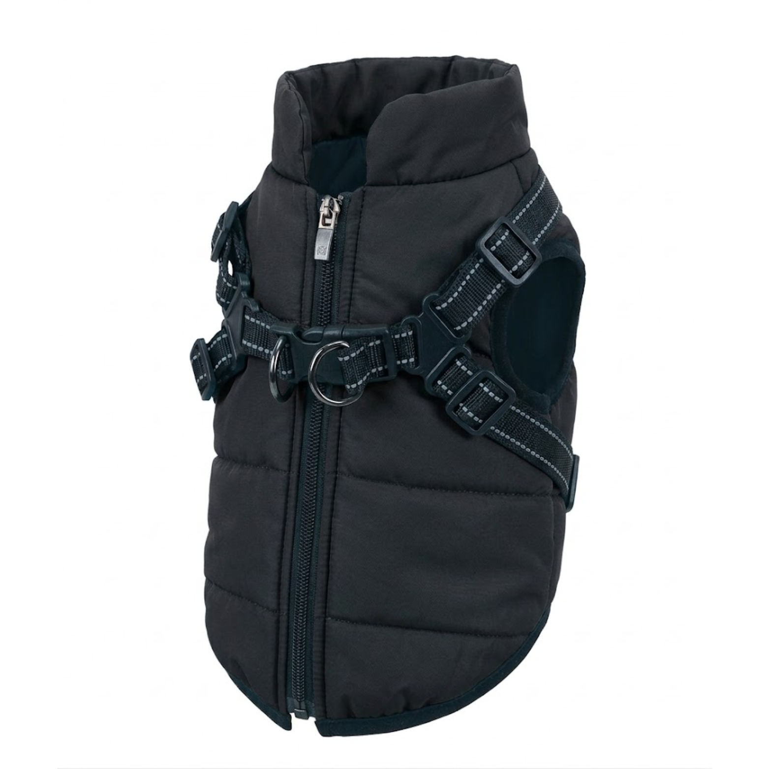 Waterproof Dog Coat with Integrated Harness Reflective Vest Fleece Lined Pet Jacket