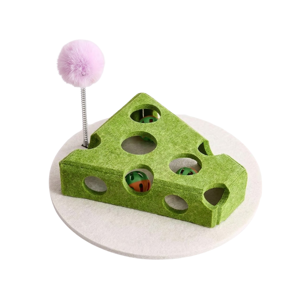 Interactive Cat Puzzle Toy Box with Balls and Suede Felt for Indoor Exercise