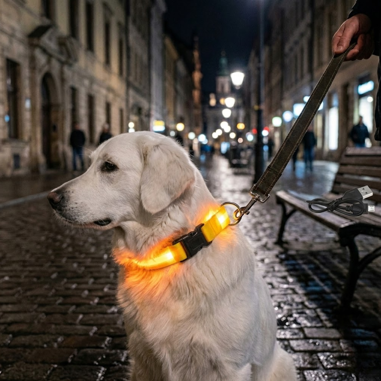 LED Glowing Dog Collar USB Rechargeable Nylon Light Up Pet Safety Harness Adjustable