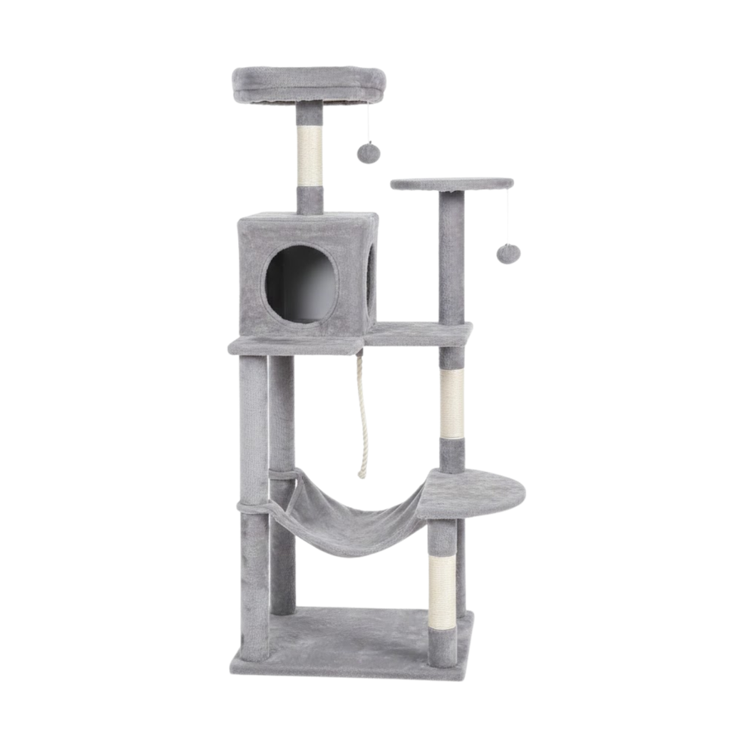 Cat Tree Tower for Indoor Cats with Sisal Scratching Post Condo Hammock and Perch