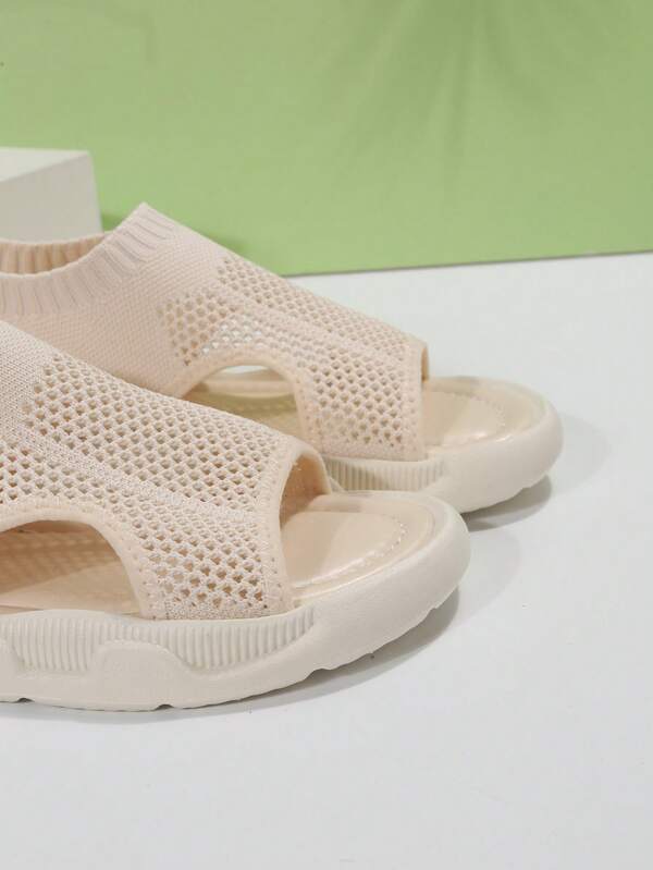 Women's Platform Sandals Open Toe Knit Mesh Slip On Lightweight Casual Walking Shoes