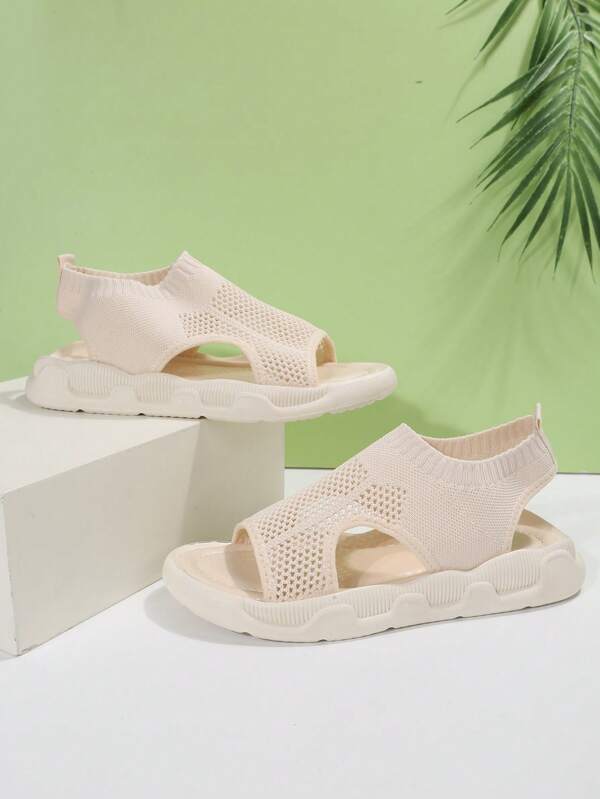 Women's Platform Sandals Open Toe Knit Mesh Slip On Lightweight Casual Walking Shoes