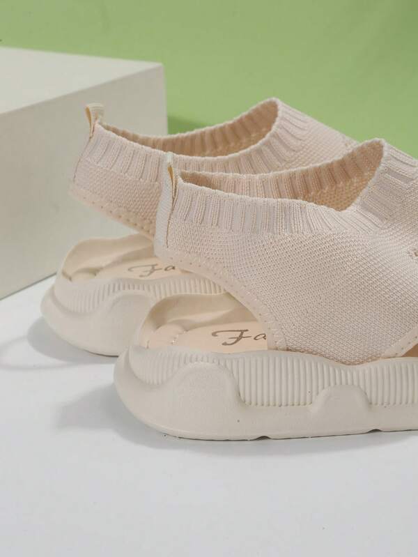 Women's Platform Sandals Open Toe Knit Mesh Slip On Lightweight Casual Walking Shoes