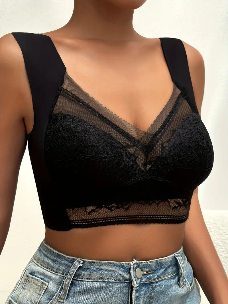 Seamless Lace Bralette With Wide Straps