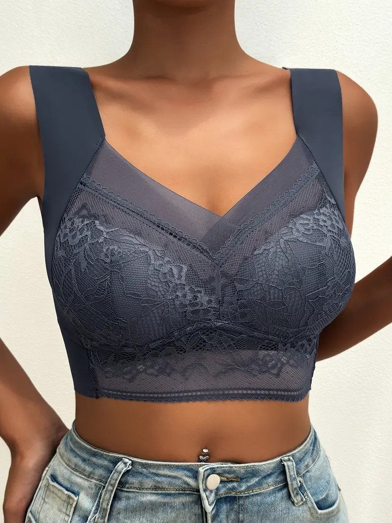 Seamless Lace Bralette With Wide Straps