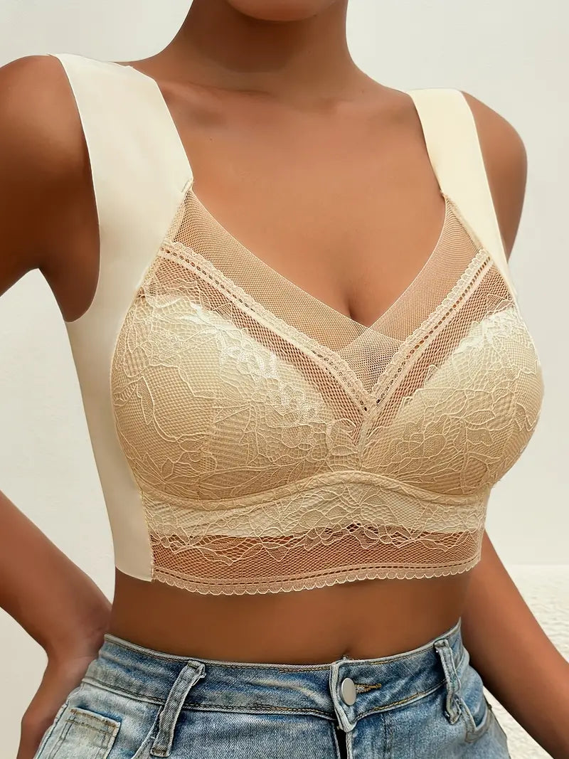 Seamless Lace Bralette With Wide Straps