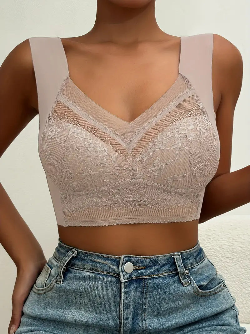 Seamless Lace Bralette With Wide Straps