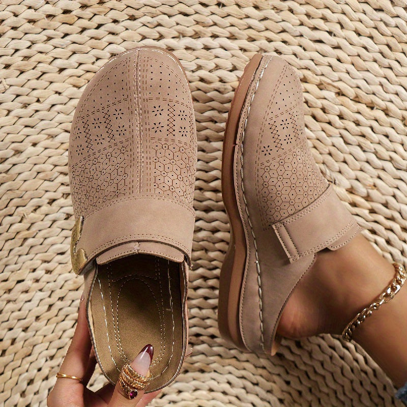 Comfort slippers — slip-on mules with a textured sole for indoor use