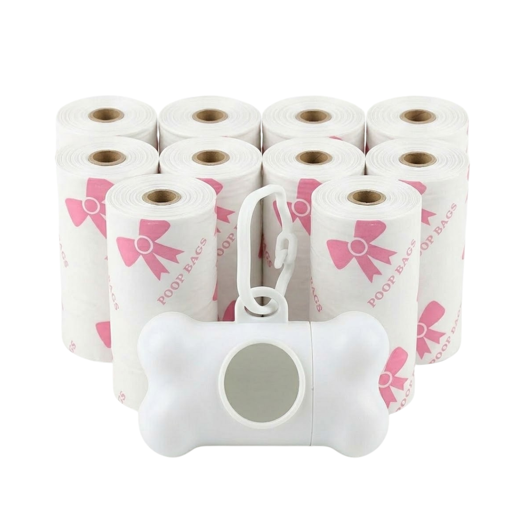 Leak-proof Dog Poop Bags with Bone Dispenser for Pet Waste Cleaning