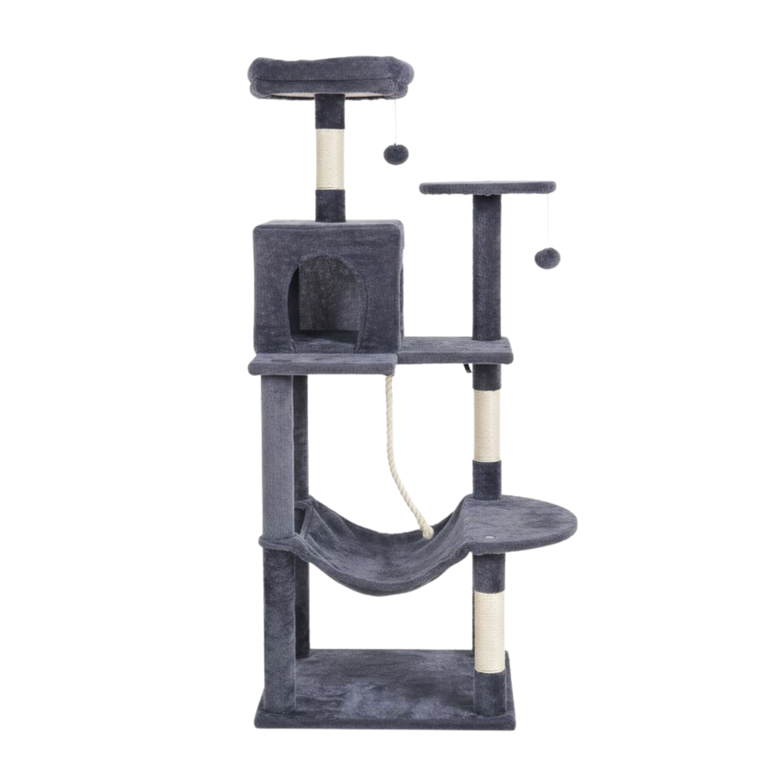 Cat Tree Tower for Indoor Cats with Sisal Scratching Post Condo Hammock and Perch