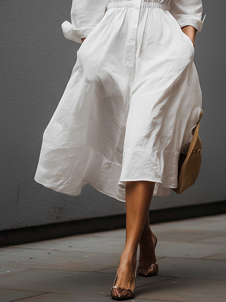 Linen Midi Shirt Dress